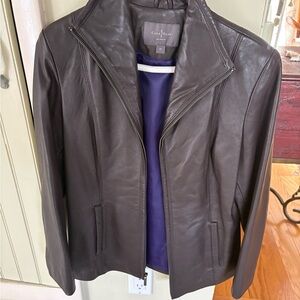 Cole Haan Women's Rich Brown Leather Jacket